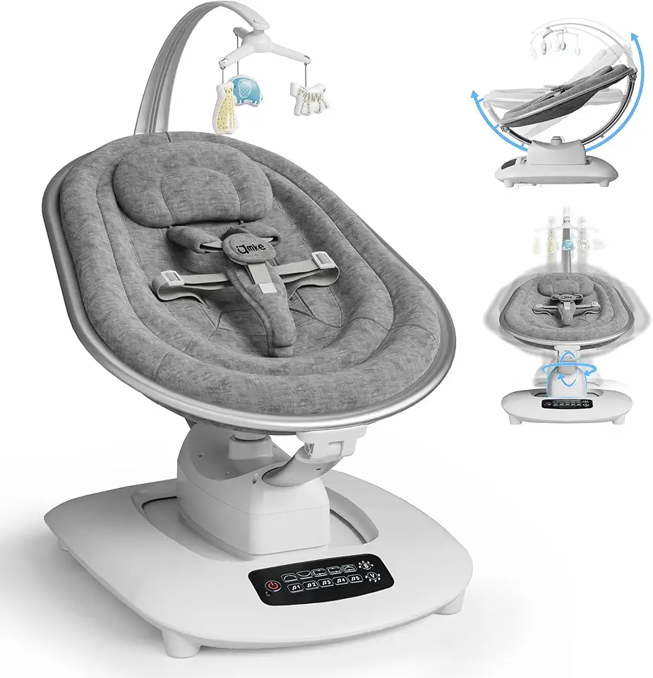 Luxury Electric Baby Swing for Infants, 45dB Quiet Dual Motor