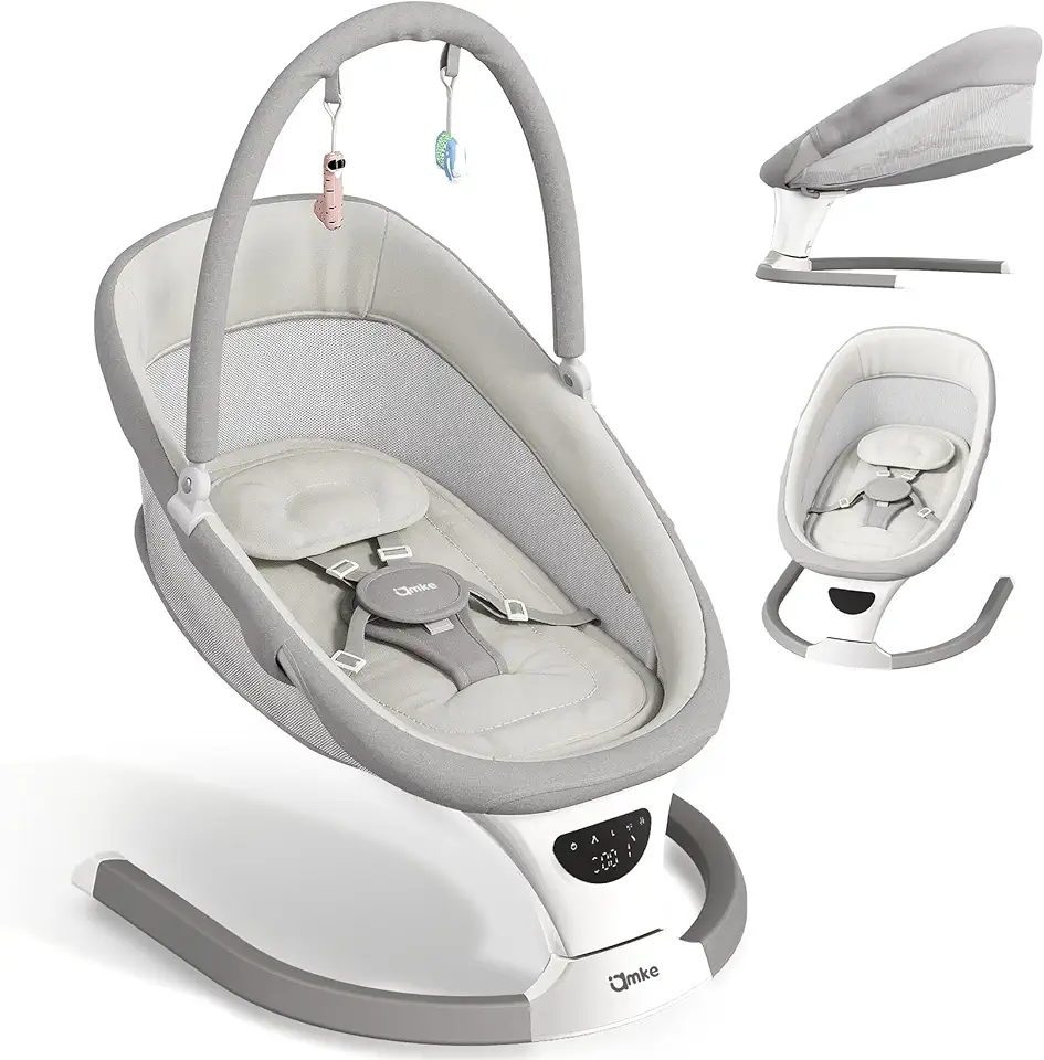 Luxury Electric Baby Swing for Infants, 45dB Quiet Dual Motor