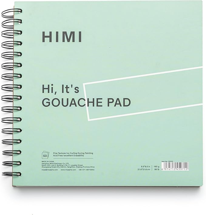 HIMI Gouache Pad 8.5 x 8.5 in. (98 lb / 160 g), 50 Sheets