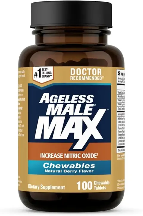 Ageless Male Max Total Testosterone Booster and Nitric Oxide for Men, 60 Count