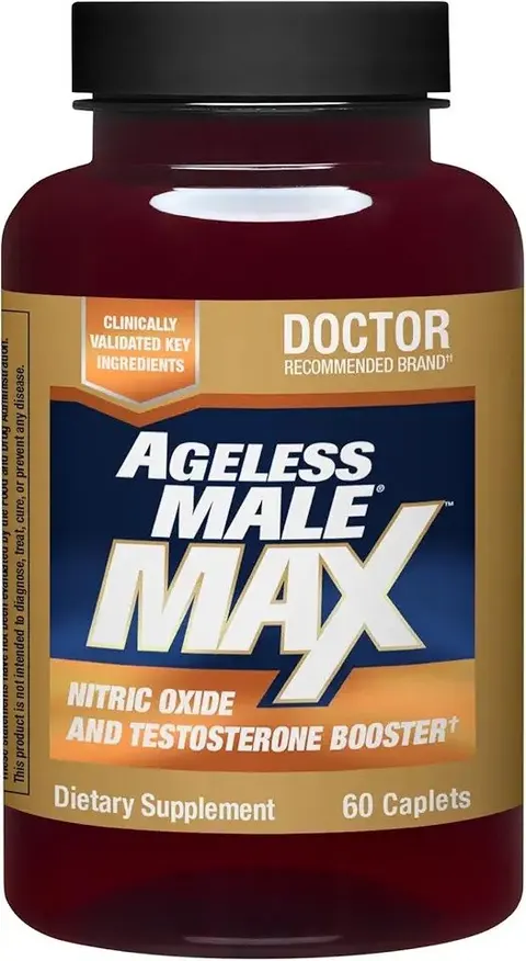 Ageless Male Max Total Testosterone Booster and Nitric Oxide for Men, 60 Count