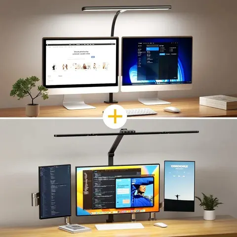 AIRLONV LED Desk Lamp with Adjustable Gooseneck for Dual Monitors