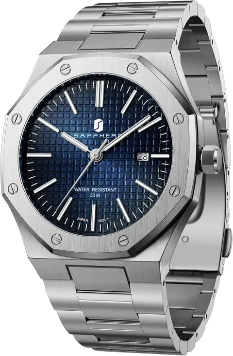 August Steiner Men's Casual Leather Watch, Big Face Chronograph