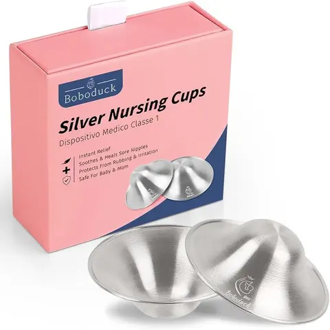Boboduck Silver Nursing Cups, X-L, 999 Silver Nipple Shields