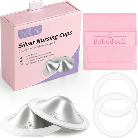 Boboduck Silver Nursing Cups, X-L, 999 Silver Nipple Shields
