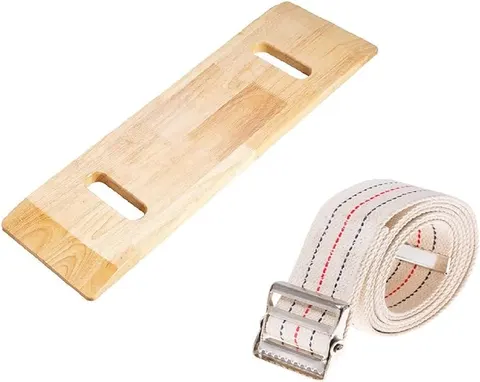 COW&COW Transfer and Gait Belt with Metal Buckle - Beige with Stripes, 60"