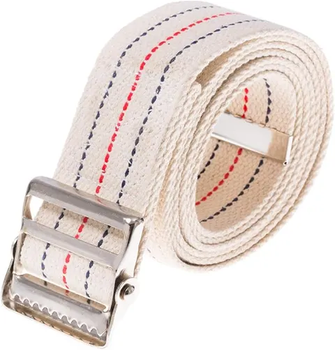COW&COW Transfer and Gait Belt with Metal Buckle - Beige with Stripes, 60"