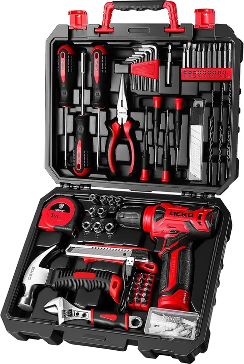 Tool Kit with 8V Cordless Drill, Tool Box, 126 Piece