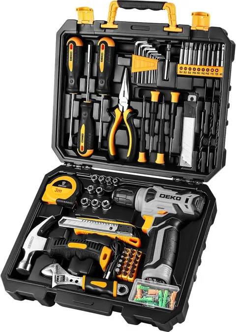 Tool Kit with 8V Cordless Drill, Tool Box, 126 Piece