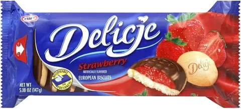 Delicje European Biscuits, Raspberry Filling, Pack of 4