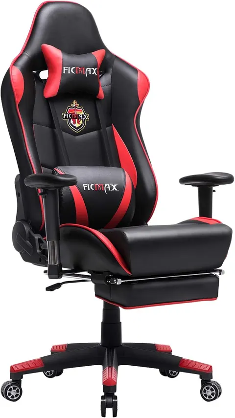 Massage Racing Style Gaming Chair with Footrest, Black