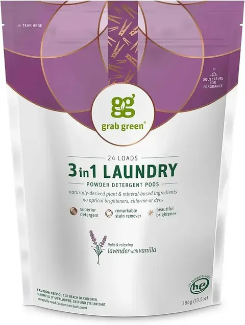 Grab Green Natural Dishwasher Detergent Pods, Free & Clear, 60 Count