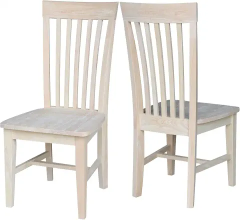 International Concepts Set of 2 Tall Mission Dining Chairs, Solid Parawood, Unfinished