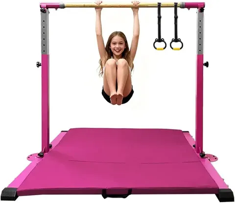 JC-ATHLETICS Gymnastic Kip Bar for Kids, Adjustable 3-5 ft