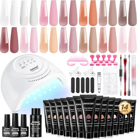 Jewhiteny 45 Pcs Gel Nail Polish Kit with Nail Lamp