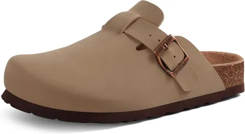 Fuzzy Slippers with Cork Footbed