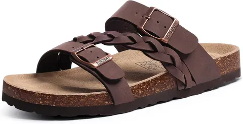 Fuzzy Slippers with Cork Footbed