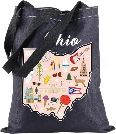 Ohio State Map Tote Bag, Ohio Souvenir Gift