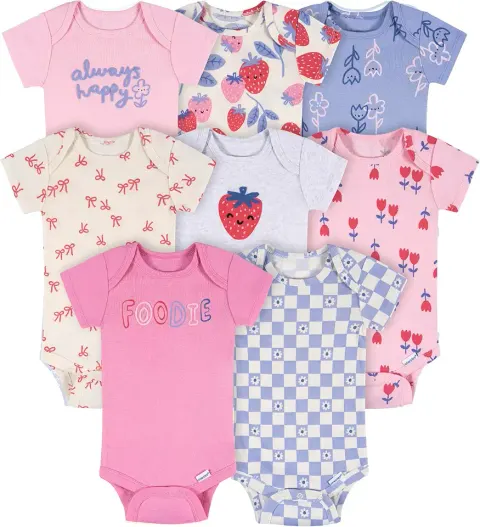 Baby-Girls 8-Pack Short Sleeve Mix & Match Bodysuits