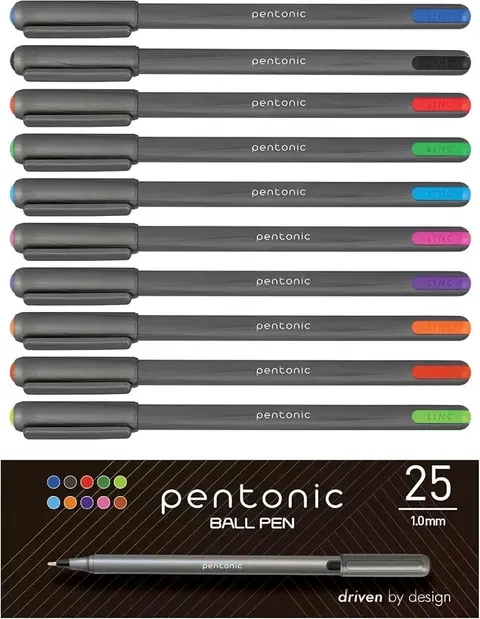 Pentonic Ballpoint Pens, 10 Count, Frosted Pale Blue Barrel, Blue Ink, 0.7 mm