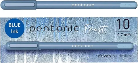 Pentonic Ballpoint Pens, 10 Count, Frosted Pale Blue Barrel, Blue Ink, 0.7 mm