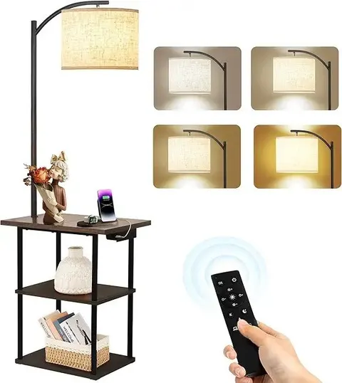 PESRAE Dimmable Industrial Floor Lamp with 3 Teardrop Cage Heads