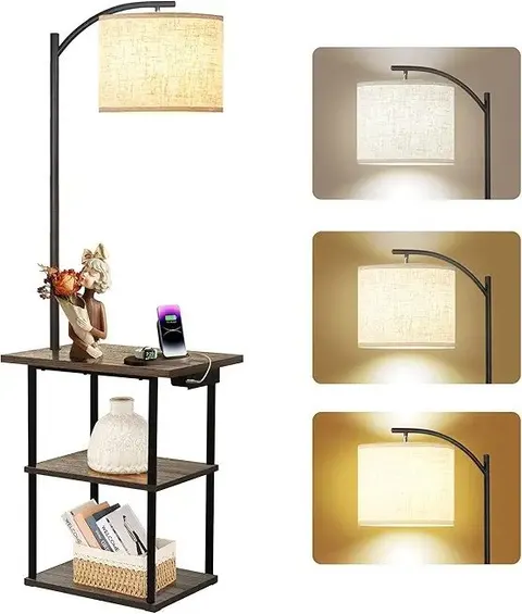 PESRAE Dimmable Industrial Floor Lamp with 3 Teardrop Cage Heads