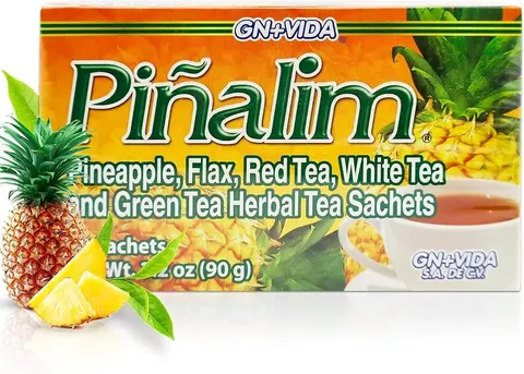 GN + VIDA Pinalim Tea, Pineapple with Red Tea, White Tea and Senna Leaf, 30 Tea Bags