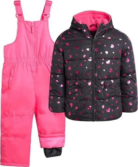 Pink Platinum Girls' Foil Heart Puffer Jacket
