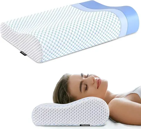 POLOVO Cervical Neck Pillow for Pain Relief, Contour Memory Foam Cooling Pillow