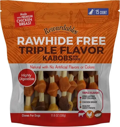Rewardables Chicken Coated Beef Cheek Rolls for Dogs, Medium, 5 Pack