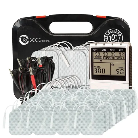 4 Channel EMS and TENS Unit Muscle Stimulator with 48 Pack of Electrodes