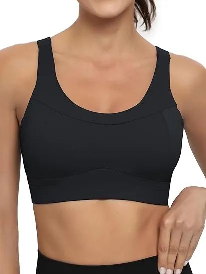 Criss-Cross Back Padded Strappy Sports Bra, Medium Support Yoga Bra with Removable Cups