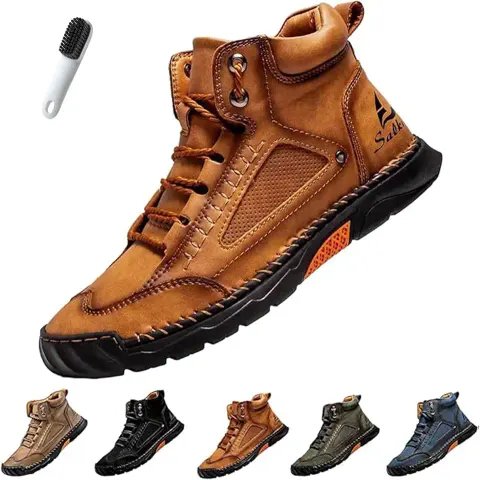 Salkin Men's Handmade Leather Boots, Waterproof, Wide, with Arch Support