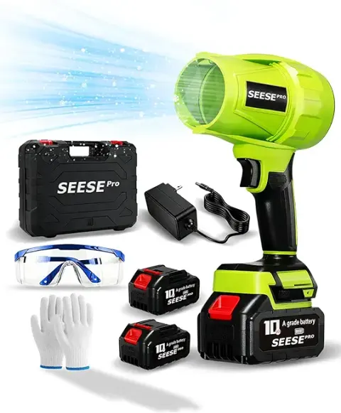 Seese Pro Turbo Jet Blower, Cordless Handheld, 1200 CFM, 200 MPH, with Batteries and Case