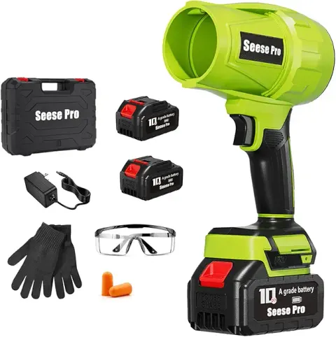 Seese Pro Turbo Jet Blower, Cordless Handheld, 1200 CFM, 200 MPH, with Batteries and Case