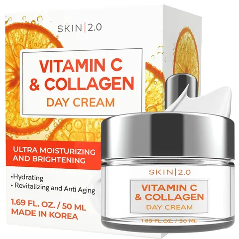 Korean Vitamin C & Collagen Face Moisturizer - Dermatologist Tested, Tightening- Anti-Aging