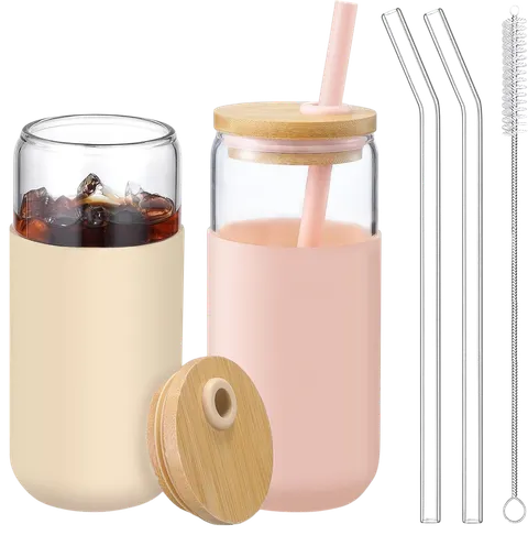 VITEVER 100 Sets Disposable Plastic Cups with Lids and Straws
