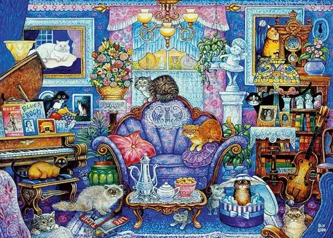 Wonder Forge Cats in The Blue Room 1000 Piece Jigsaw Puzzle