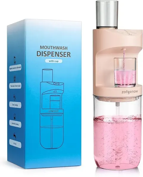 Zofgenow Wall Mounted Mouthwash Dispenser with Magnetic Cups, 17.6 fl oz