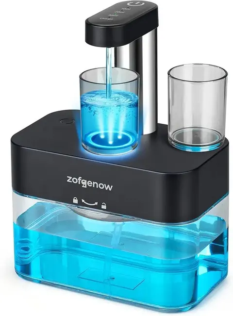 Zofgenow Wall Mounted Mouthwash Dispenser with Magnetic Cups, 17.6 fl oz